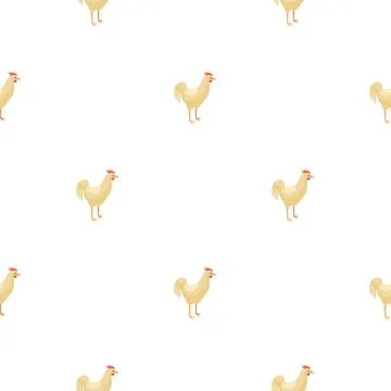 Seamless pattern of rooster. Domestic animals on colorful background. Vector  Stock Illustration