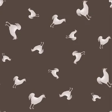 Seamless pattern of rooster. Domestic animals on colorful background. Vector  Illustrazione stock