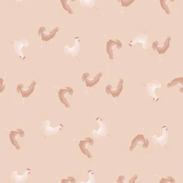 Seamless pattern of rooster. Domestic animals on colorful background. Vector  Illustrazione stock
