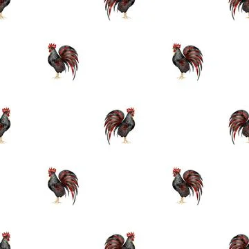 Seamless pattern of roosters. bright rooster pattern in rustic style for Stock-Illustration