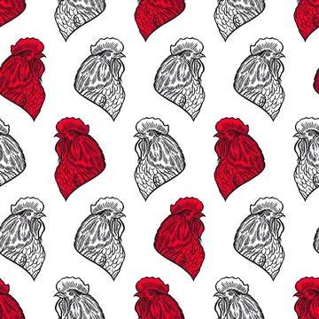 Seamless pattern of a roosters Stock Illustration