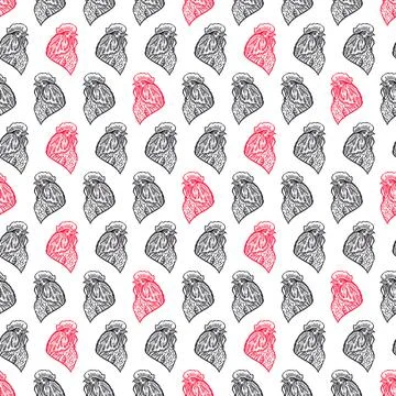 Seamless pattern of a roosters Stock Illustration