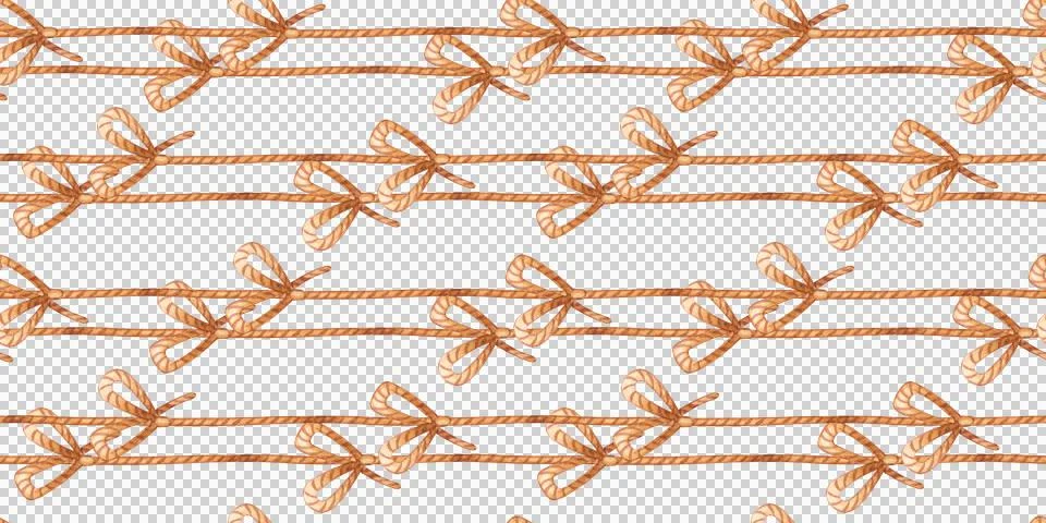 Seamless pattern Rope and bow watercolor vintage Stock Illustration
