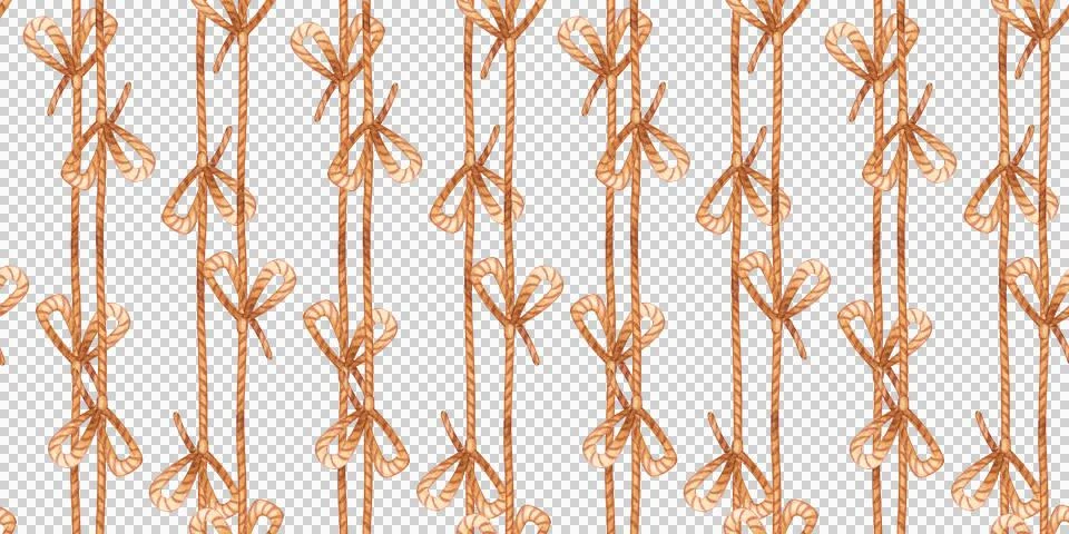 Seamless pattern Rope and bow watercolor craft 스톡 일러스트