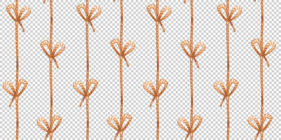 Seamless pattern Rope and bow watercolor simple 库存插图