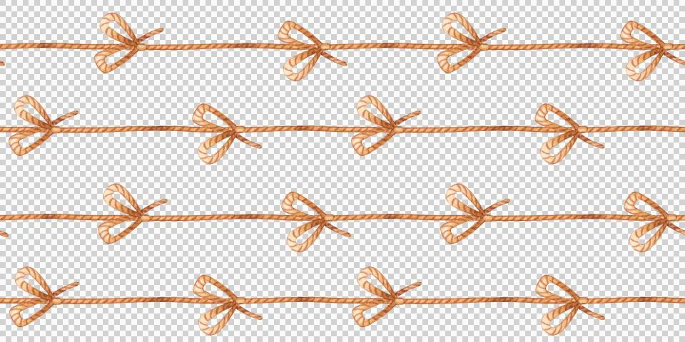 Seamless pattern Rope and bow watercolor retro Illustrazione stock