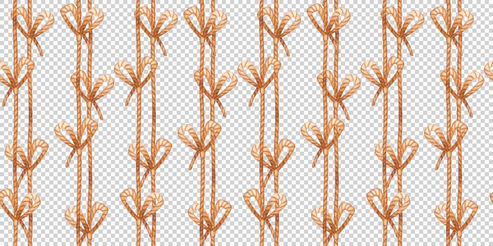 Seamless pattern Rope and bow watercolor 스톡 일러스트