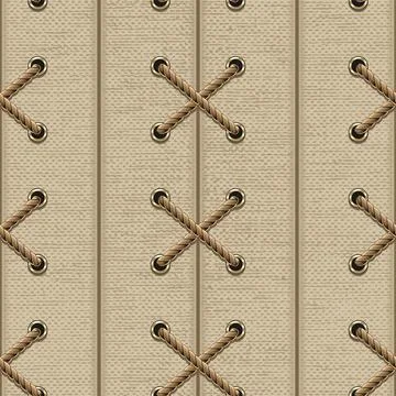 Seamless pattern with rope lacing, jute texture Stock Illustration