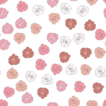 Seamless pattern rose and peony flowers. Confetti, cosmetics, wedding, beauti Stock Illustration