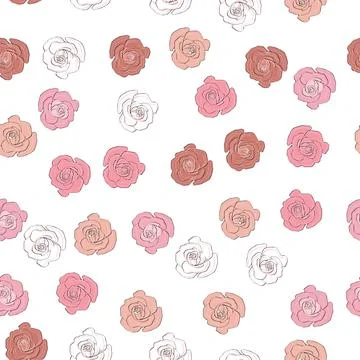 Seamless pattern rose and peony flowers. Confetti, cosmetics, wedding, beauti Illustrazione stock