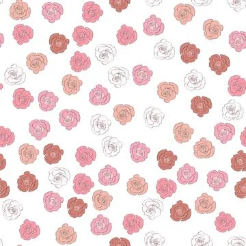Seamless pattern rose and peony flowers. Confetti, cosmetics, wedding, beauti Stock Illustration