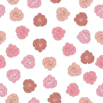 Seamless pattern rose and peony flowers. Confetti, cosmetics, wedding, beauti Stockillustratie