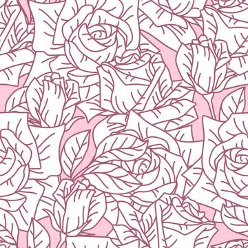 Seamless pattern with rose flowers. Beautiful decorative plants. 스톡 일러스트