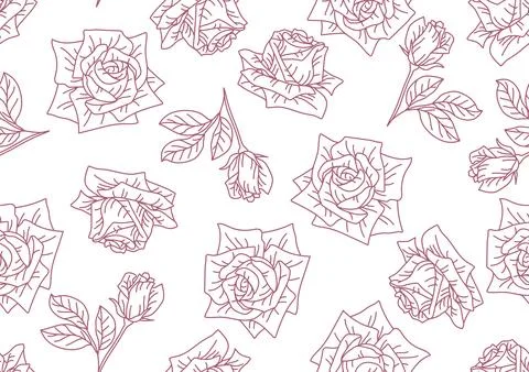 Seamless pattern with rose flowers. Beautiful decorative plants. Illustrazione stock