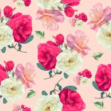 Seamless pattern of rose flowers seamless pattern of rose flowers . Endles... Stock Photos