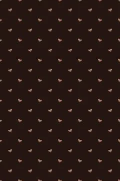 Seamless pattern with rose gold hearts on dark brown background. Stock Illustration