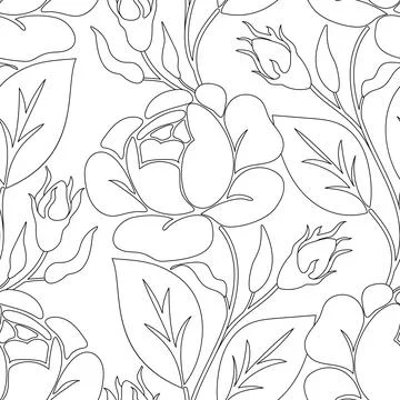 Seamless Pattern with Rose Inspired by Ukrainian Traditional Embroidery Stock Illustration