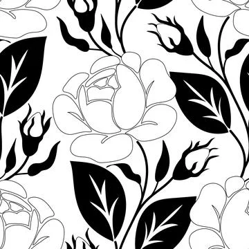 Seamless Pattern with Rose Inspired by Ukrainian Traditional Embroidery Illustrazione stock