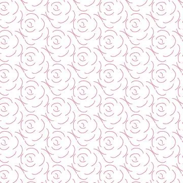 Seamless pattern with rose outlines, doodle style. Transparent background. Illustrazione stock