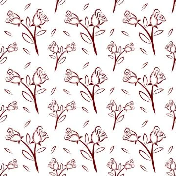 Seamless pattern with  rose. Vector texture illustration. Stock Illustration