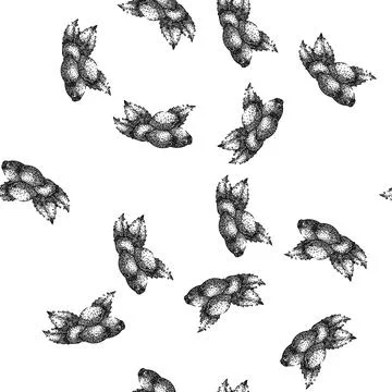 Seamless pattern rosehip plant red sketch hand drawn Illustrazione stock