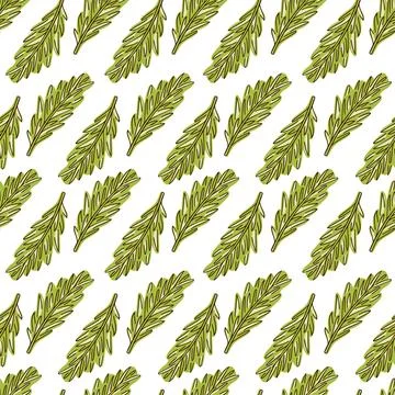 Seamless pattern of rosemary branch in flat style. Design with healing herb for Stock Illustration