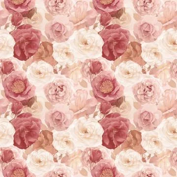 Seamless pattern with roses and leaves seamless pattern with roses and lea... Stock Photos
