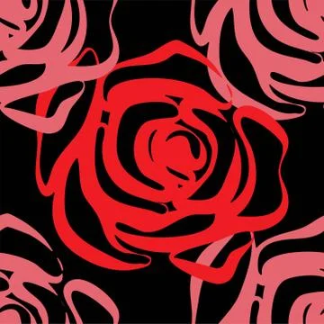 Seamless pattern with roses on black background. Vector illustration eps 10 스톡 일러스트