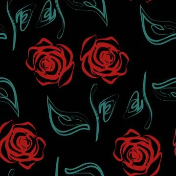 Seamless pattern with roses on black background. Vector illustration eps 10 스톡 일러스트