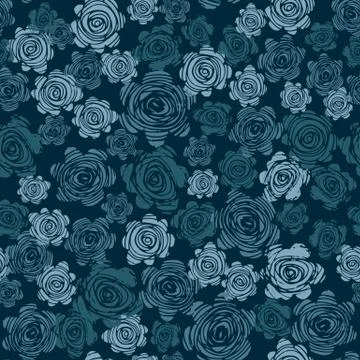 Seamless pattern with roses on black background. Stock Illustration