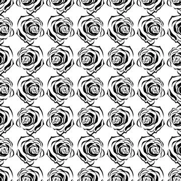 Seamless pattern from roses on a black background. Vector illustration of a s Stock Illustration