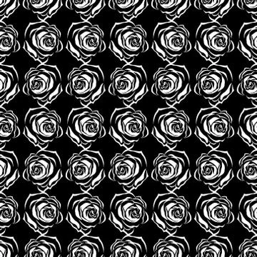 Seamless pattern from roses on a black background. Vector illustration of a s Stock Illustration