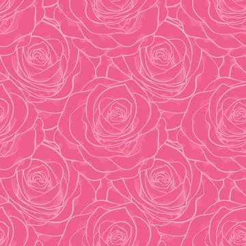 Seamless pattern in roses with contours. Stock Illustration