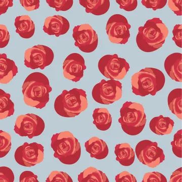 Seamless pattern with roses contours red black and white Vector illustration Stock Illustration