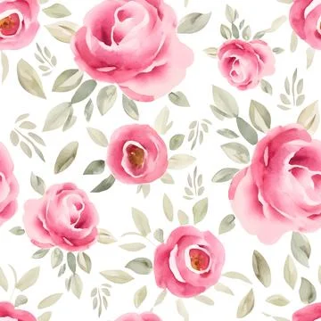 Seamless pattern with roses flowers and leaves. Retro style floral pattern for Illustrazione stock