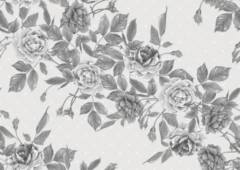 Seamless pattern with roses flowers. Stock Illustration