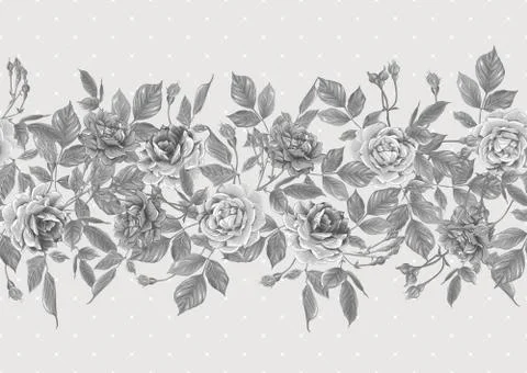 Seamless pattern with roses flowers. Stock Illustration