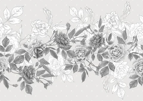 Seamless pattern with roses flowers. Stock Illustration