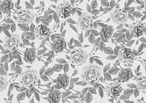 Seamless pattern with roses flowers. Stock Illustration