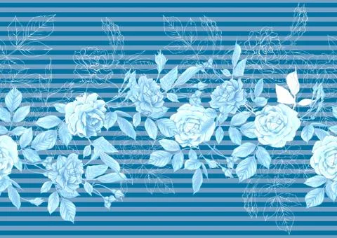 Seamless pattern with roses flowers. Stock Illustration