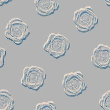 Seamless pattern of roses on gray background. 3d illustration Stock Illustration
