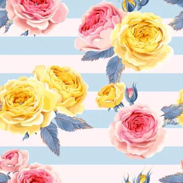 Seamless pattern with roses ground Stock Illustration