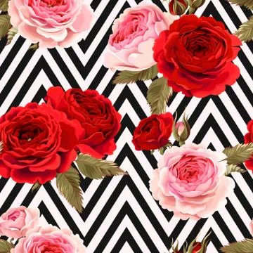 Seamless pattern with roses ground Stock Illustration