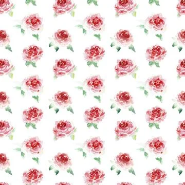 Seamless pattern with roses. Hand drawn watercolor. Watercolor Roses. Stock Illustration