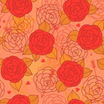 Seamless pattern with roses. Stock Illustration