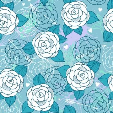 Seamless pattern with roses. Stock Illustration