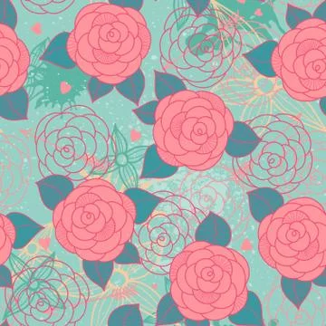 Seamless pattern with roses. Stock Illustration