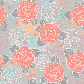 Seamless pattern with roses. Stock Illustration