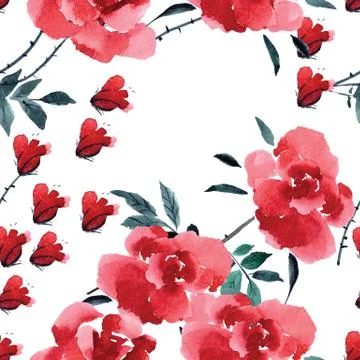Seamless pattern with roses Stock Illustration