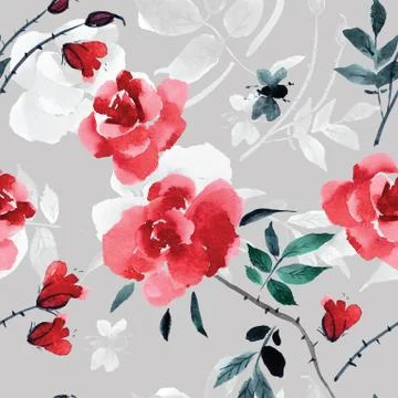 Seamless pattern with roses Stock-Illustration